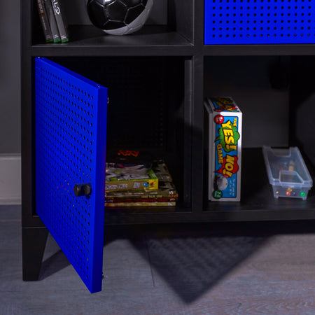 Mesh-Tek Wide 6 Cube Storage Cabinet - Black / Blue