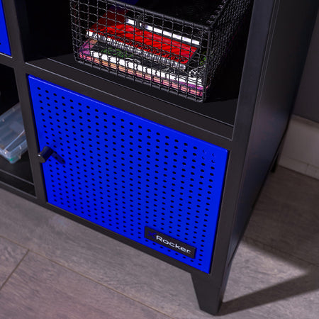 Mesh-Tek Wide 6 Cube Storage Cabinet - Black / Blue