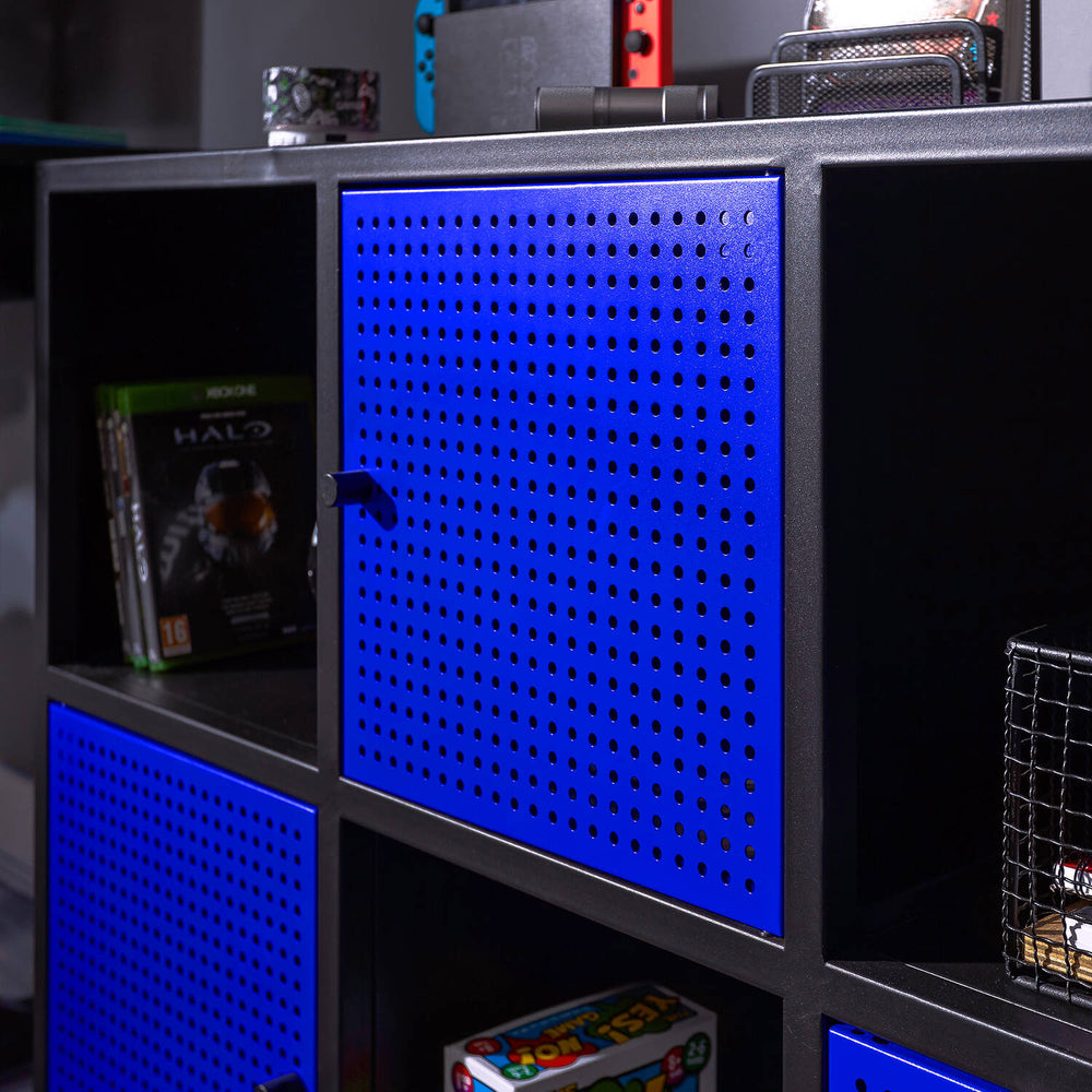 Mesh-Tek Wide 6 Cube Storage Cabinet - Black / Blue