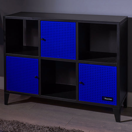 Mesh-Tek Wide 6 Cube Storage Cabinet - Black / Blue