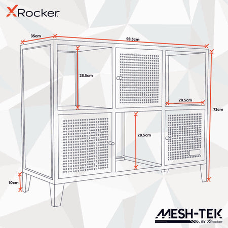 Mesh-Tek Wide 6 Cube Storage Cabinet - Black / Blue