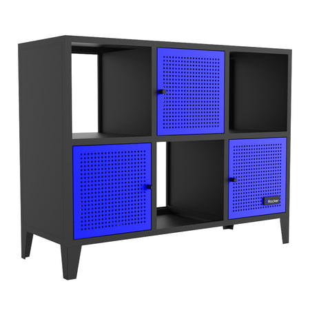 Mesh-Tek Wide 6 Cube Storage Cabinet - Black / Blue