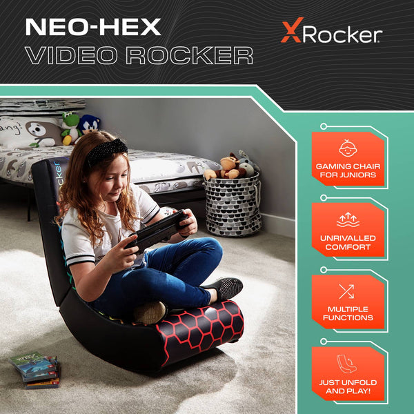 Video Rocker Gaming Chair for Kids - Neo Hex