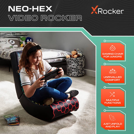 Video Rocker Gaming Chair for Kids - Neo Hex