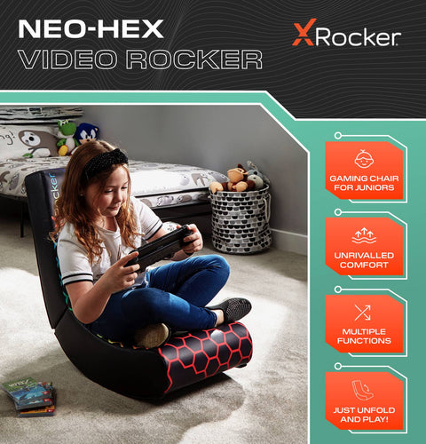 Video Rocker Gaming Chair for Kids - Neo Hex