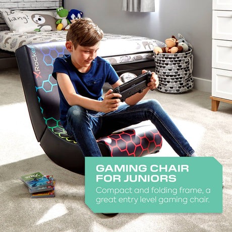 Video Rocker Gaming Chair for Kids - Neo Hex