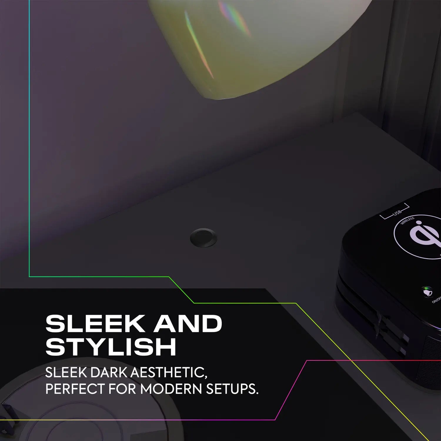 NeoNite Bedside Side Table with Neo Motion™ Sync App Controlled LED Lights - Black