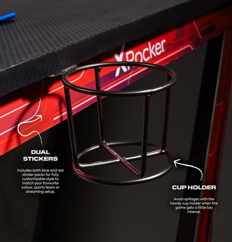 Ocelot 115cm Gaming Desk with Mousepad - Carbon Black