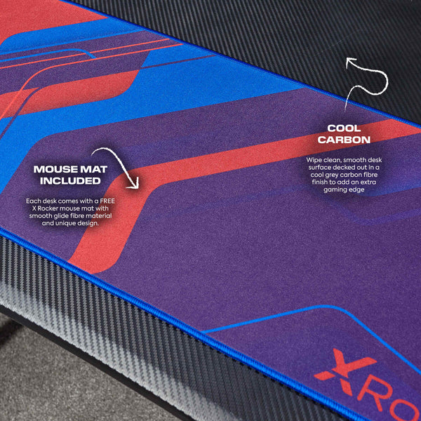 Ocelot 115cm Gaming Desk with Mousepad - Carbon Black