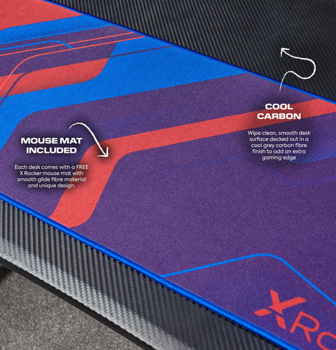 Ocelot 115cm Gaming Desk with Mousepad - Carbon Black