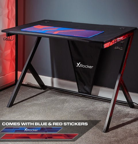 Ocelot 115cm Gaming Desk with Mousepad - Carbon Black