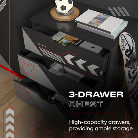 3-drawer chest with high-capacity drawers, ample storage, and decorative items on top.