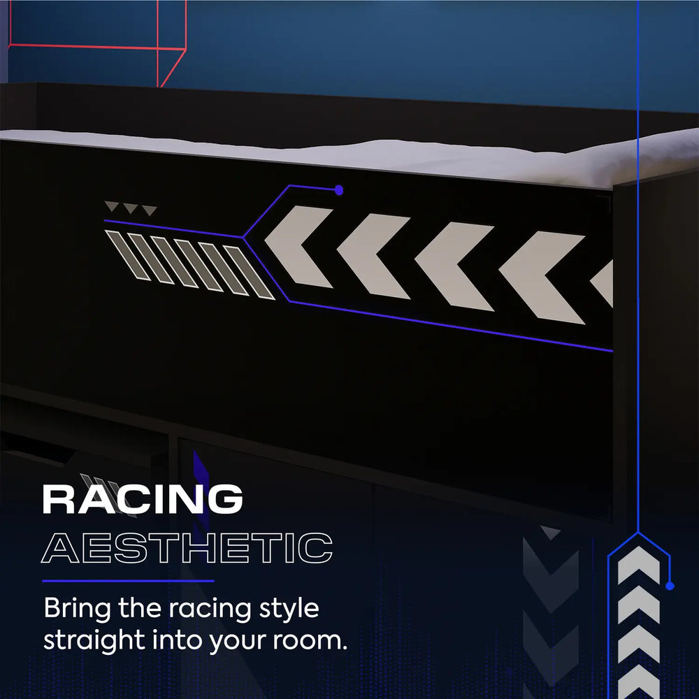 Octane Mid Sleeper Gaming Cabin Bed Storage and Pull-out Desk - Blue