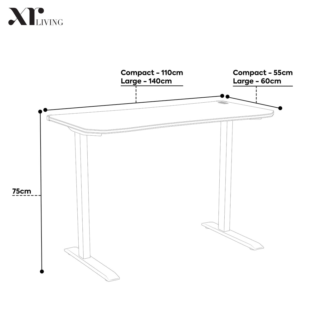 Oka Office Desk with LED Lights & Wireless Charging - Walnut Effect