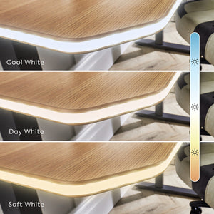 Oka Office Desk with LED Lights & Wireless Charging - Oak Effect