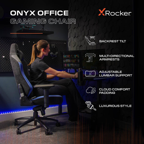 Onyx Ergonomic PC Office Gaming Chair - Fabric Black / Blue