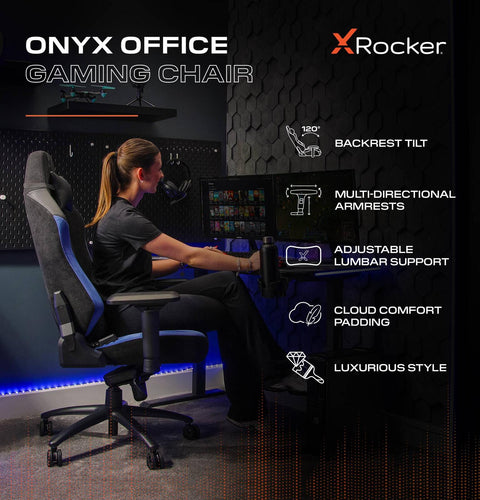 Onyx Ergonomic PC Office Gaming Chair - Fabric Black / Blue