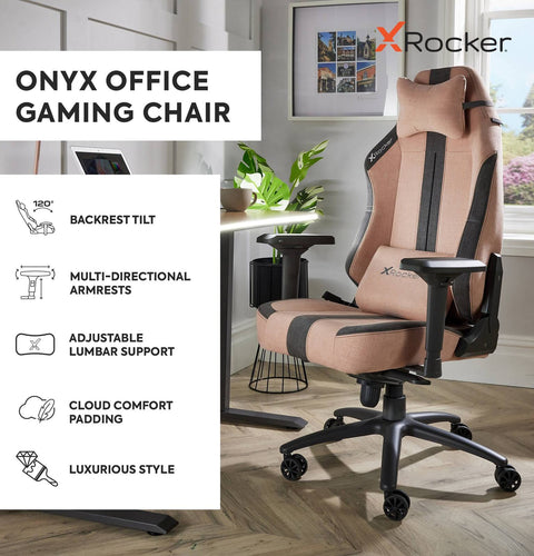 Onyx Ergonomic PC Office Gaming Chair - Fabric Pink / Grey