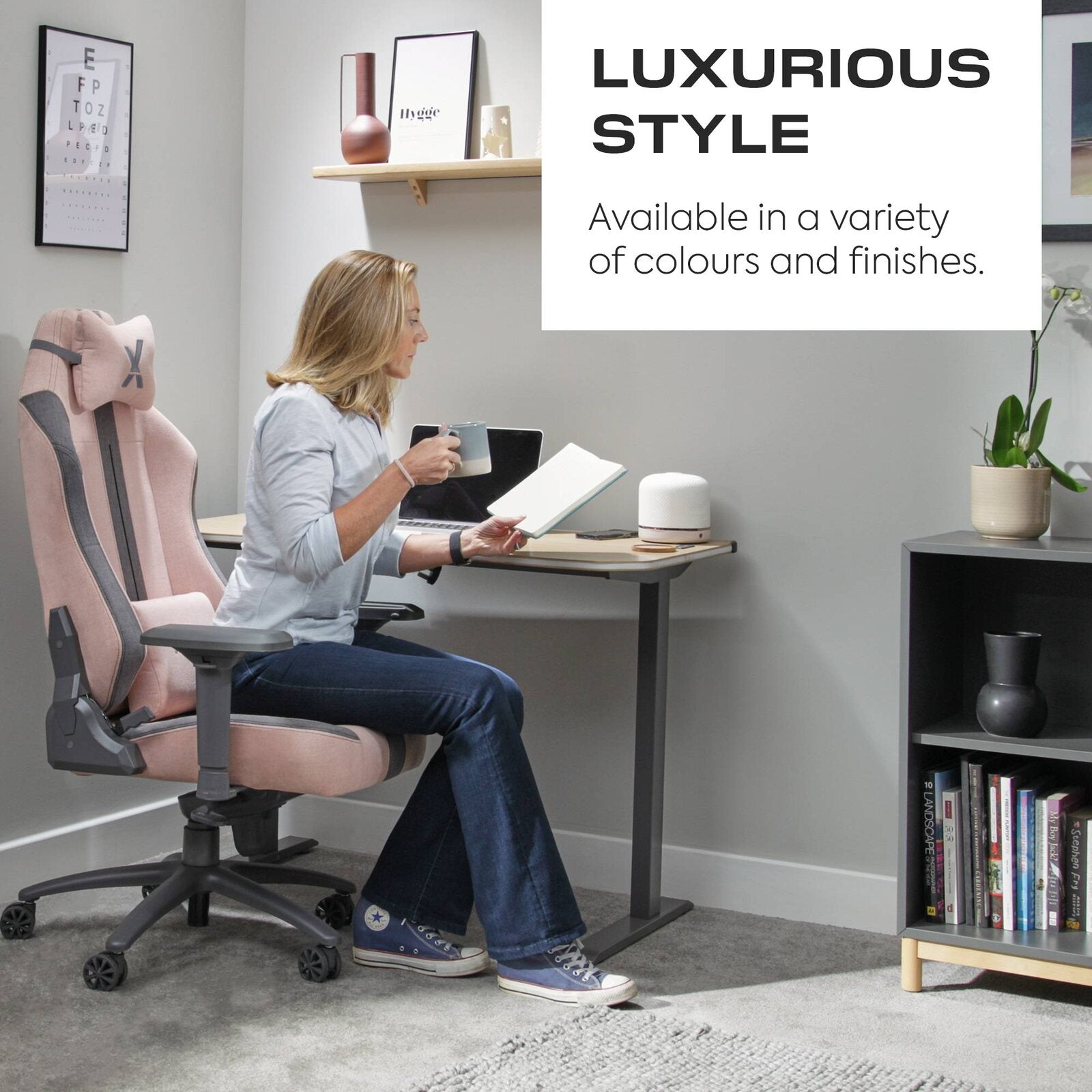 Onyx Ergonomic PC Office Gaming Chair - Fabric Pink / Grey