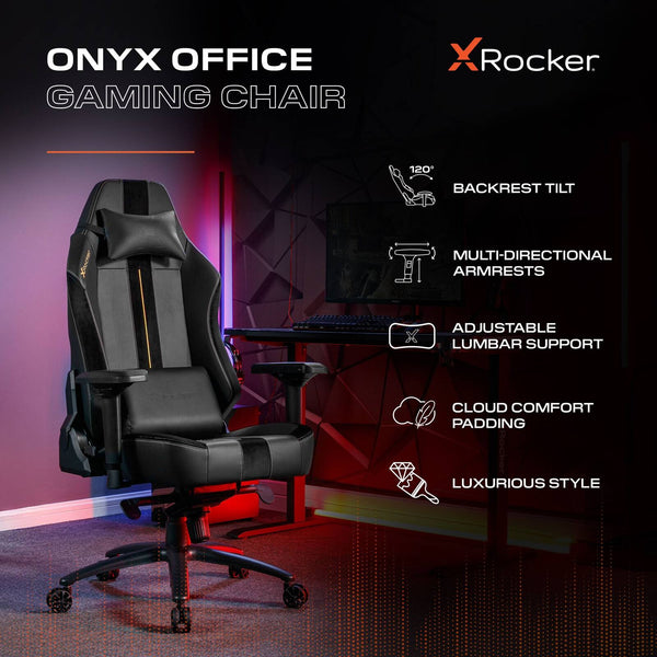 Onyx Ergonomic PC Office Gaming Chair - Fabric Black / Gold