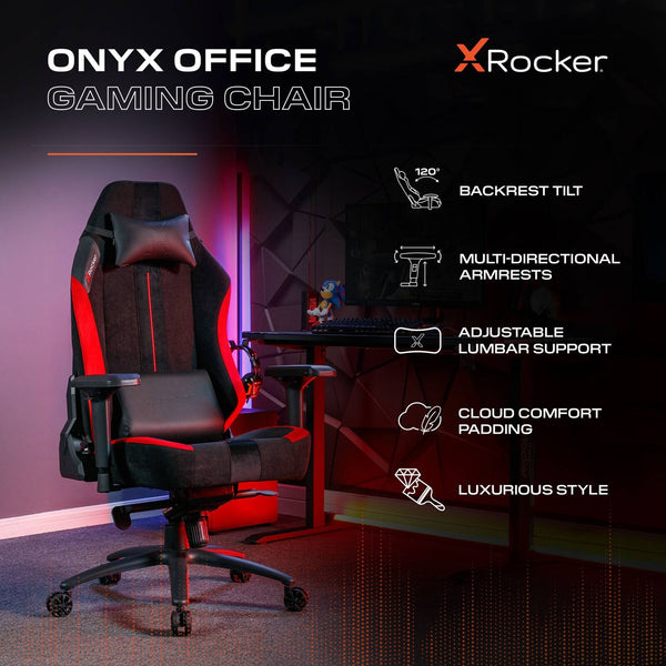 Onyx Ergonomic PC Office Gaming Chair - Fabric Black / Red