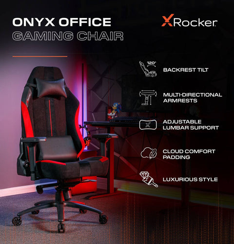 Onyx Ergonomic PC Office Gaming Chair - Fabric Black / Red