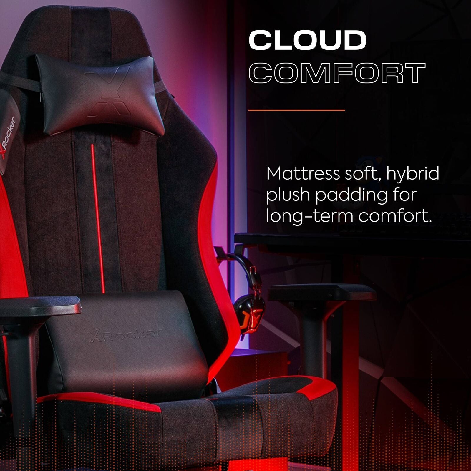 Onyx Ergonomic PC Office Gaming Chair - Fabric Black / Red