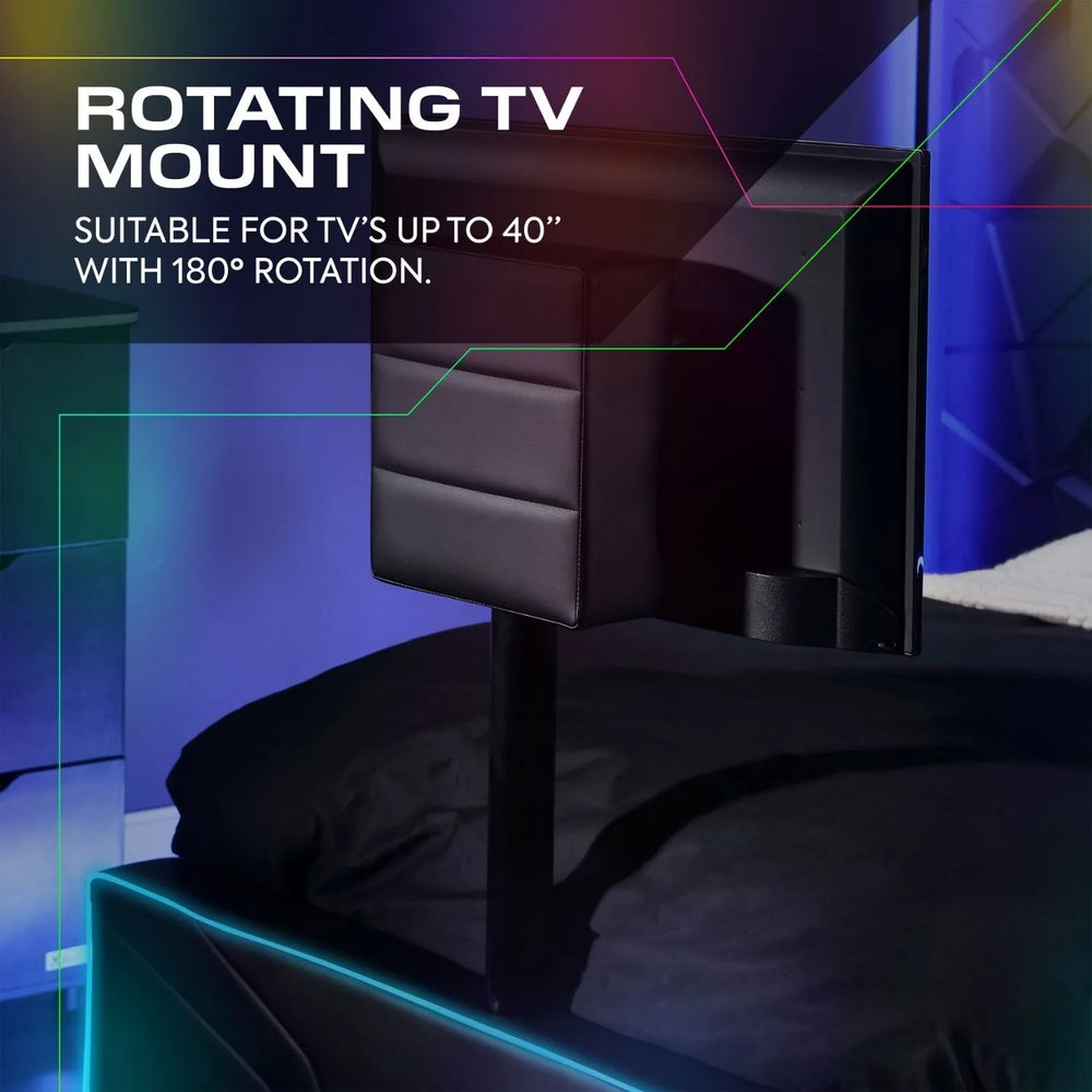Oracle LED TV Gaming Bed - Black RGB