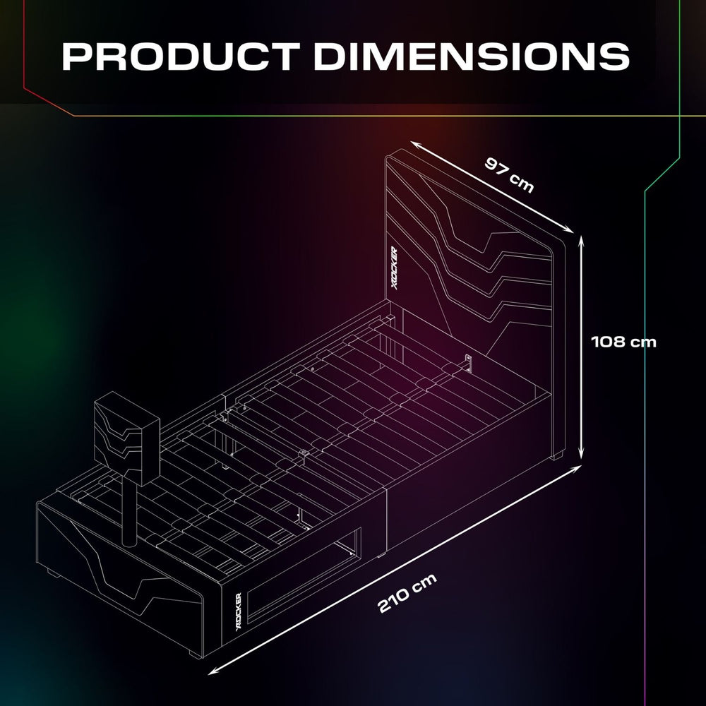 Oracle LED TV Gaming Bed - Black RGB