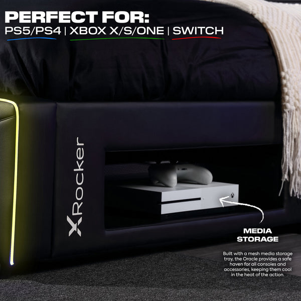 Oracle Single Gaming Bed with built-in TV stand and LED lights