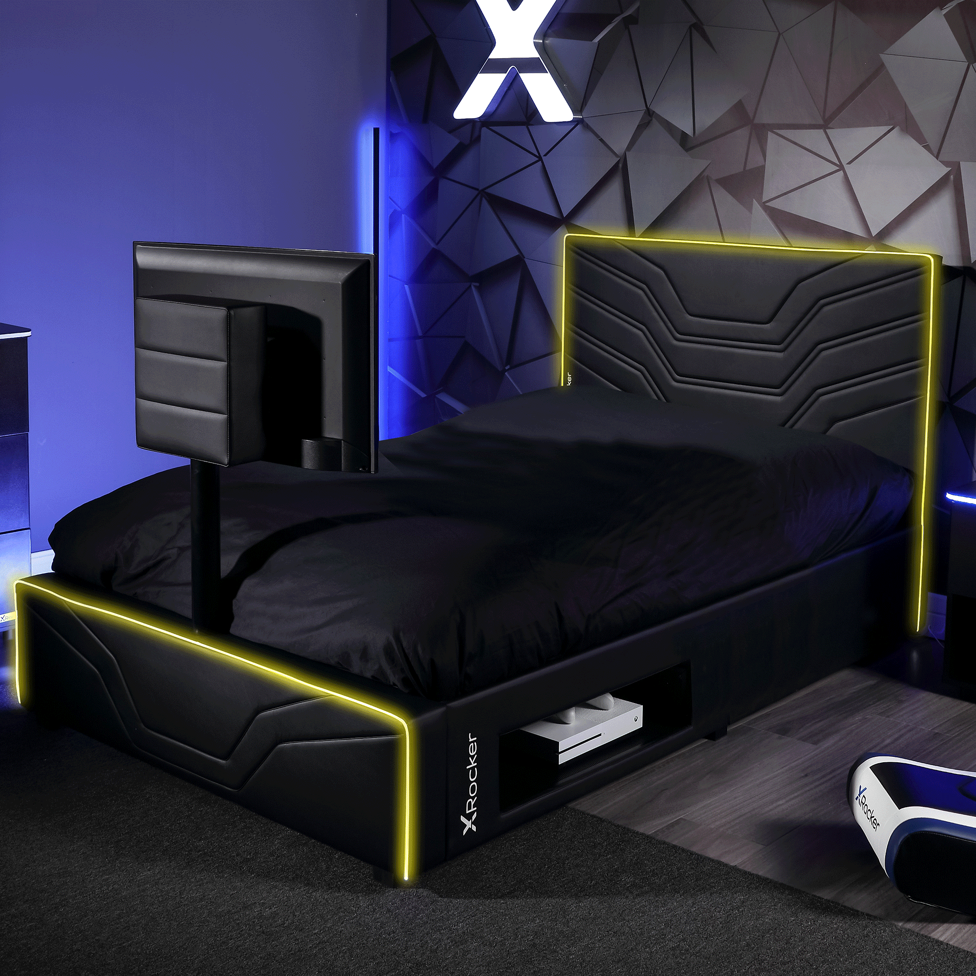 Oracle TV Gaming Bed with RGB LED Lights by X Rocker – Single Size