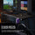 Gaming setup with multiple monitors, keyboard, and mouse on a Panther Evo desk.