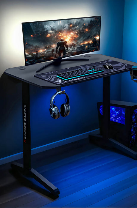 Panther 100cm Gaming Desk with Mousepad - Carbon Black