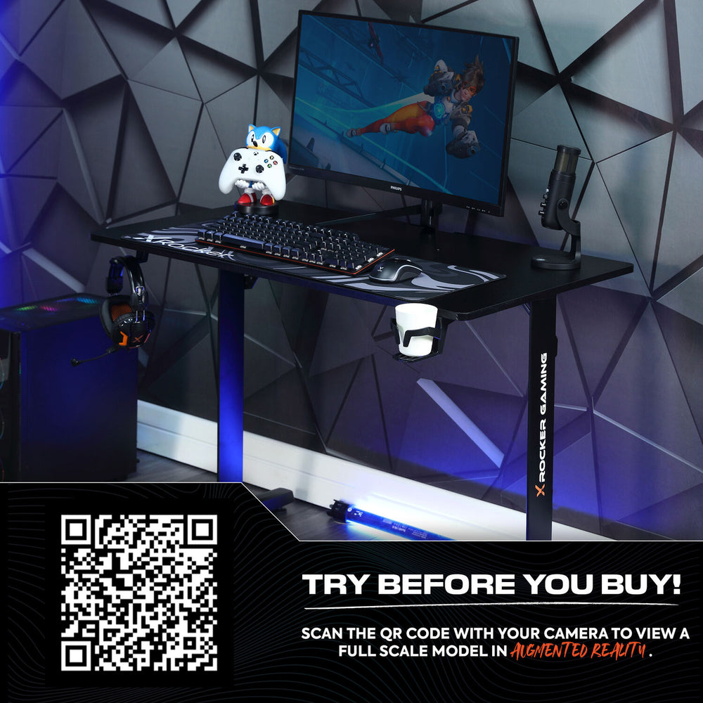 Panther Gaming Desk with Mousepad - Black