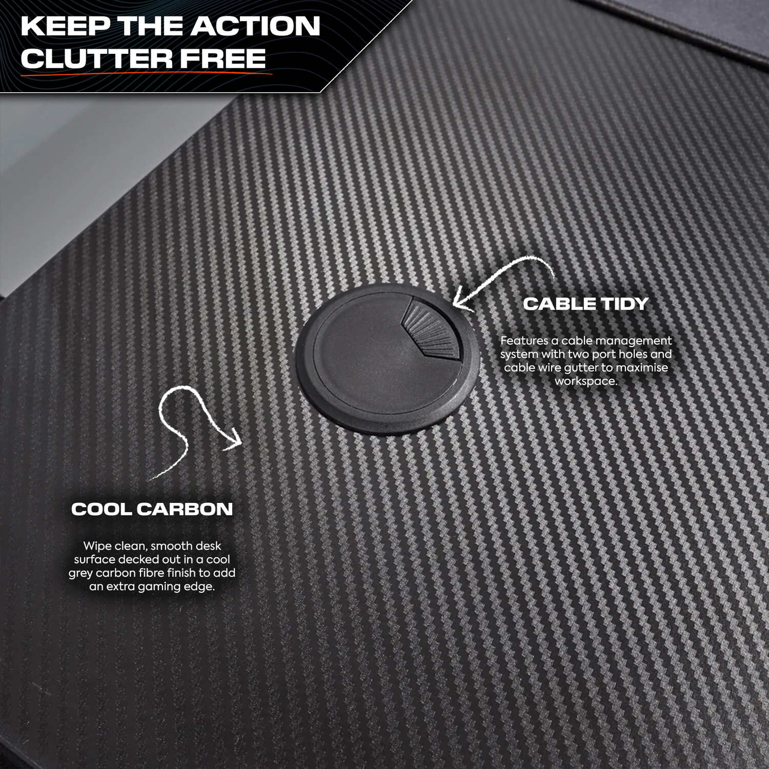 Panther XL 155cm Reversible Corner Gaming Desk with Mousepad - Carbon Black