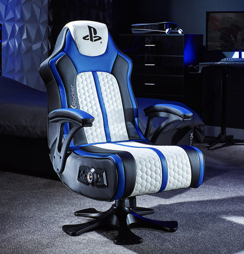 Officially Licensed Playstation™ Legend 2.1 Audio Console Gaming Chair - White / Blue