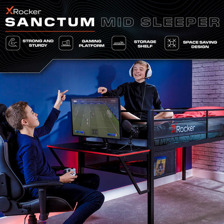 Sanctum Gaming Mid Sleeper Bed with Desk