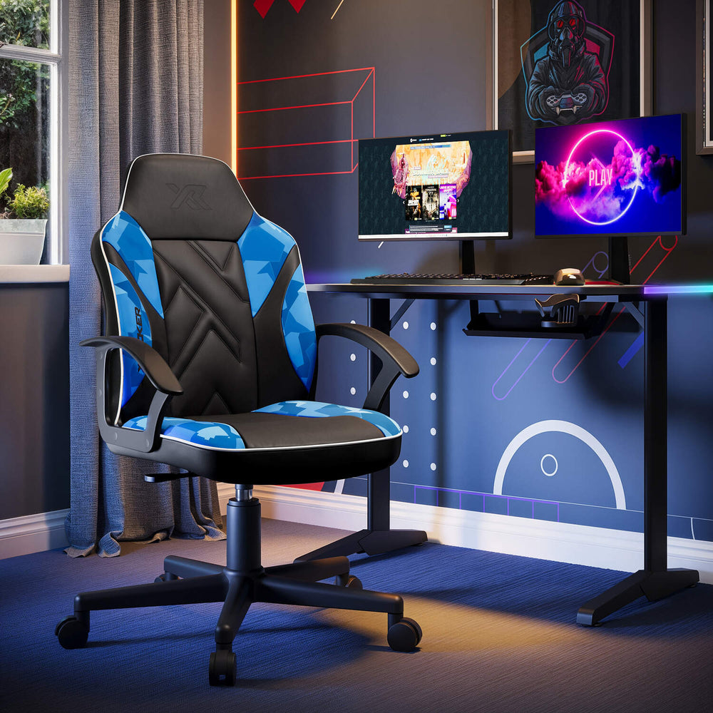 Saturn Ergonomic PC Office Gaming Chair - Blue Camo