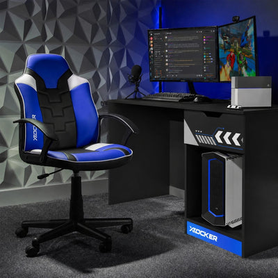 Saturn and Octane 110cm PC Gaming Chair and Desk Bundle - Blue