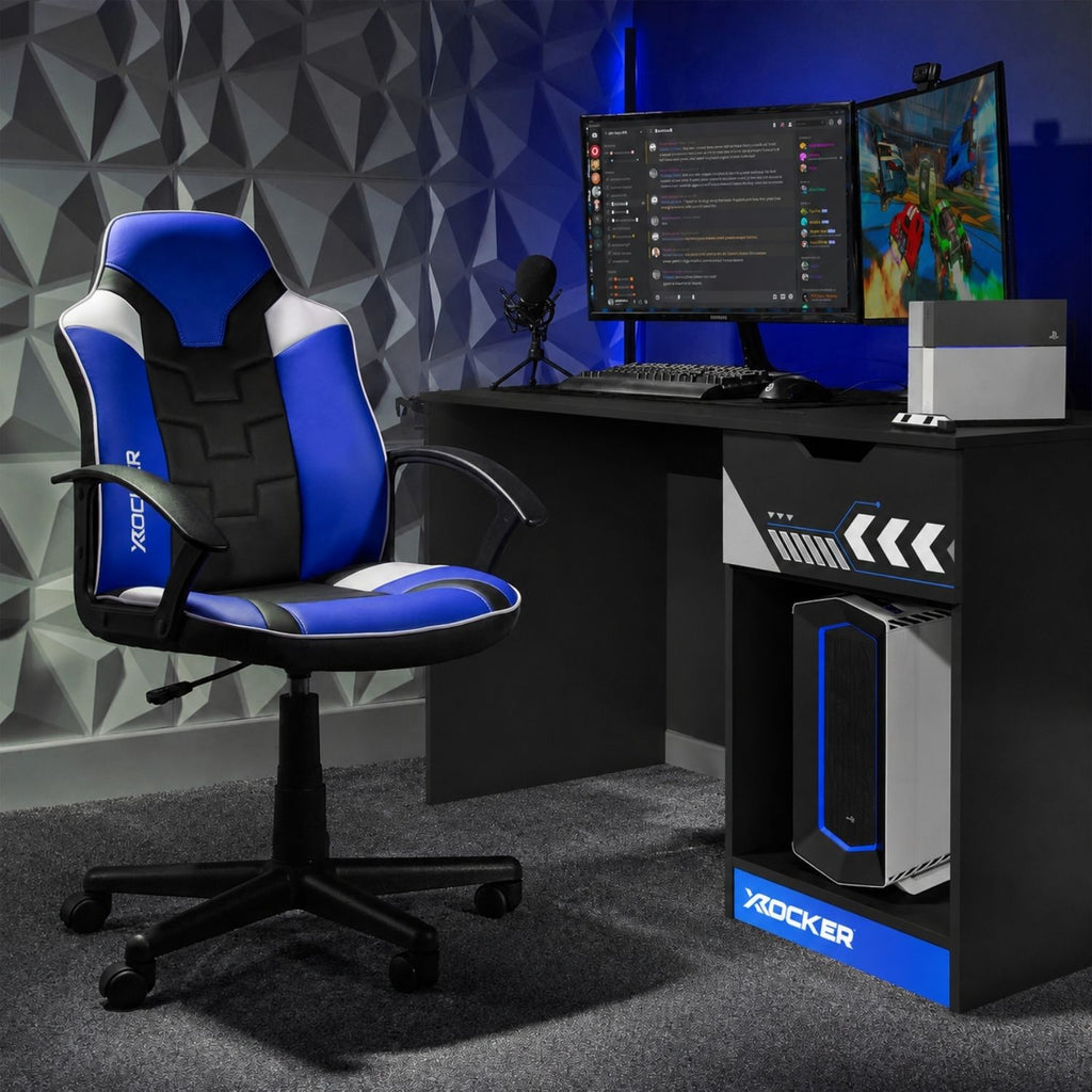 Saturn and Octane 110cm PC Gaming Chair and Desk Bundle - Blue