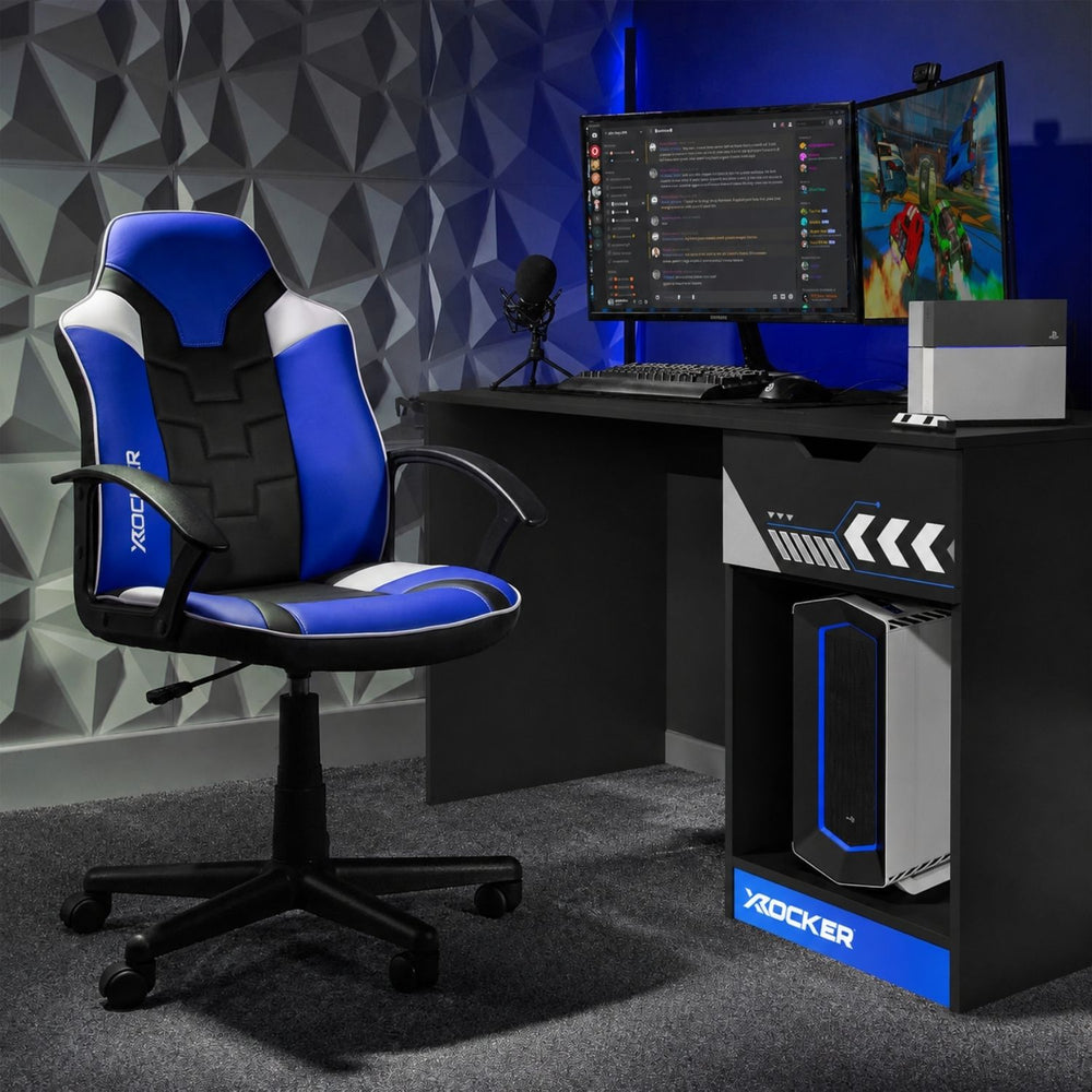 Saturn and Octane 110cm PC Gaming Chair and Desk Bundle - Blue