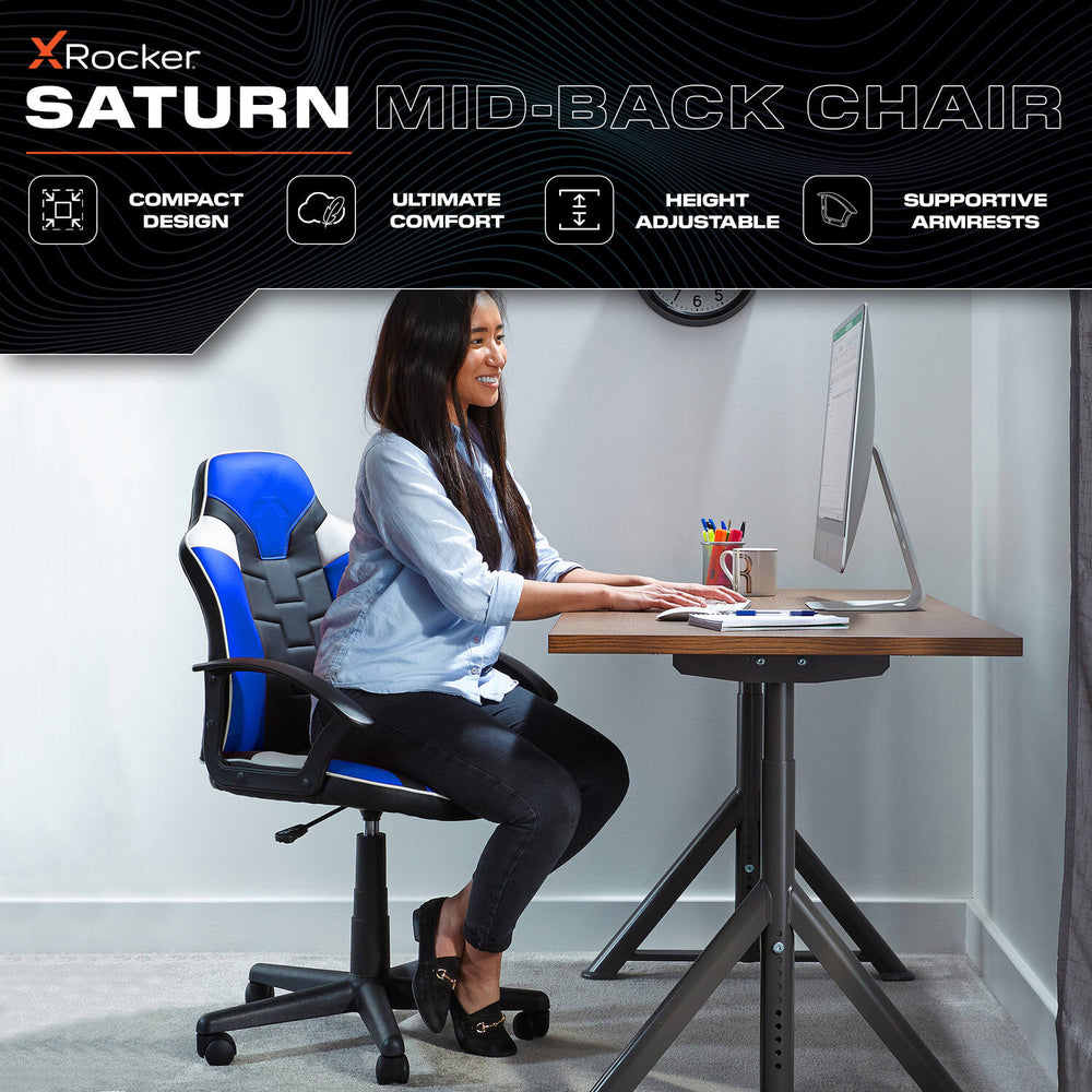 Gaming Chairs X Rocker Saturn Mid Back Gaming Office Chair Blue