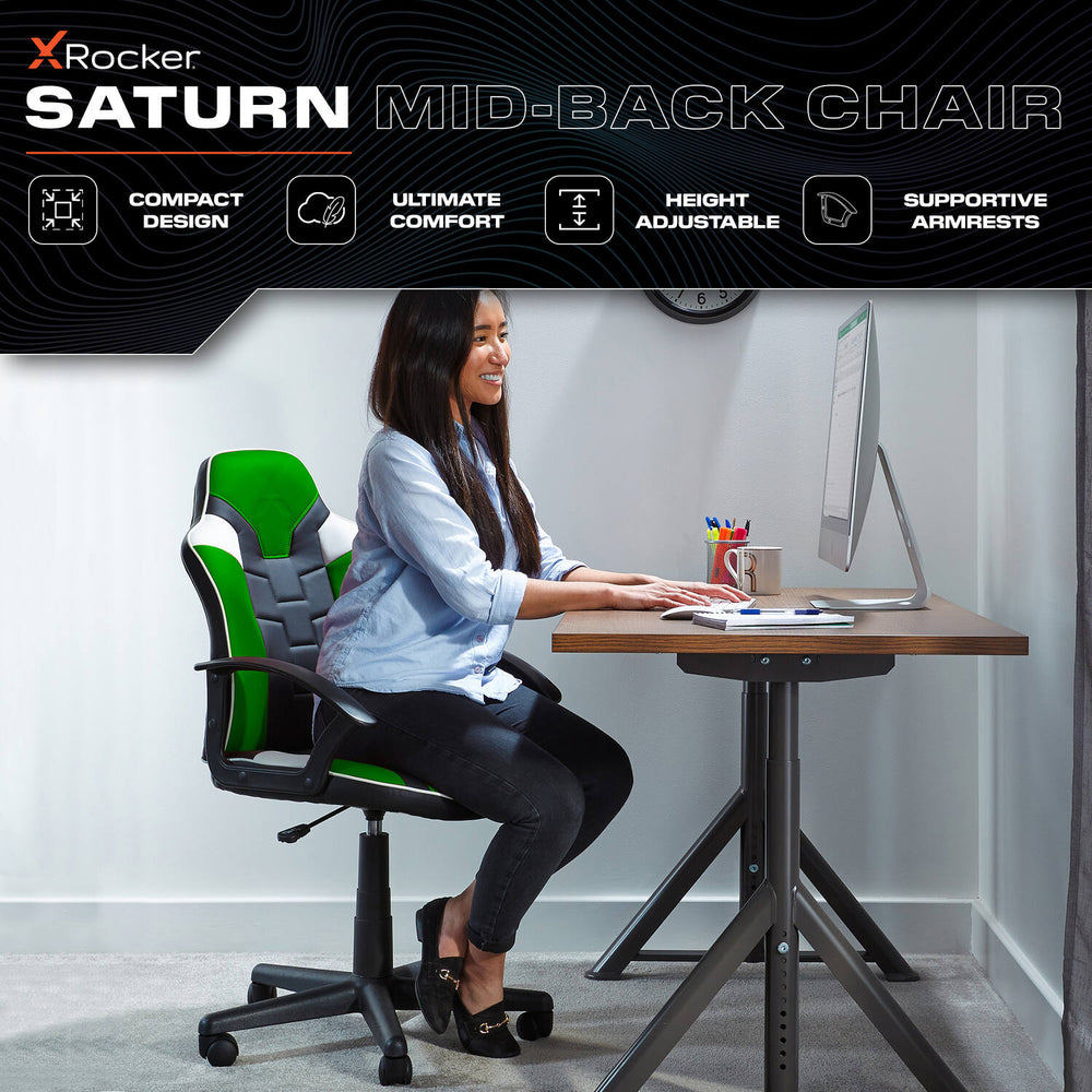 X Rocker Saturn Mid-Back Gaming Office Chair - Green