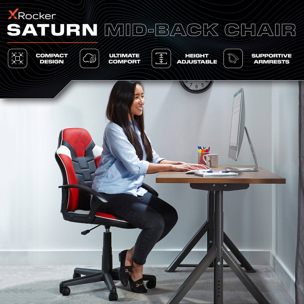 Gaming Chairs X Rocker Saturn Mid Back Gaming Office Chair Red