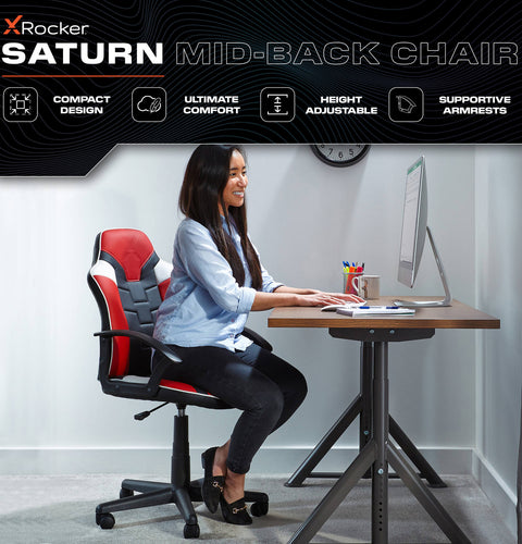 Saturn Ergonomic PC Office Gaming Chair - Red