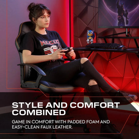 Saturn PC Office Gaming Chair - Black / Gold | X Rocker UK