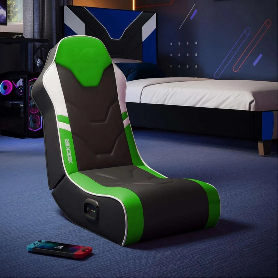 X Rocker Shadow Audio Floor Rocker Gaming Chair - Green
