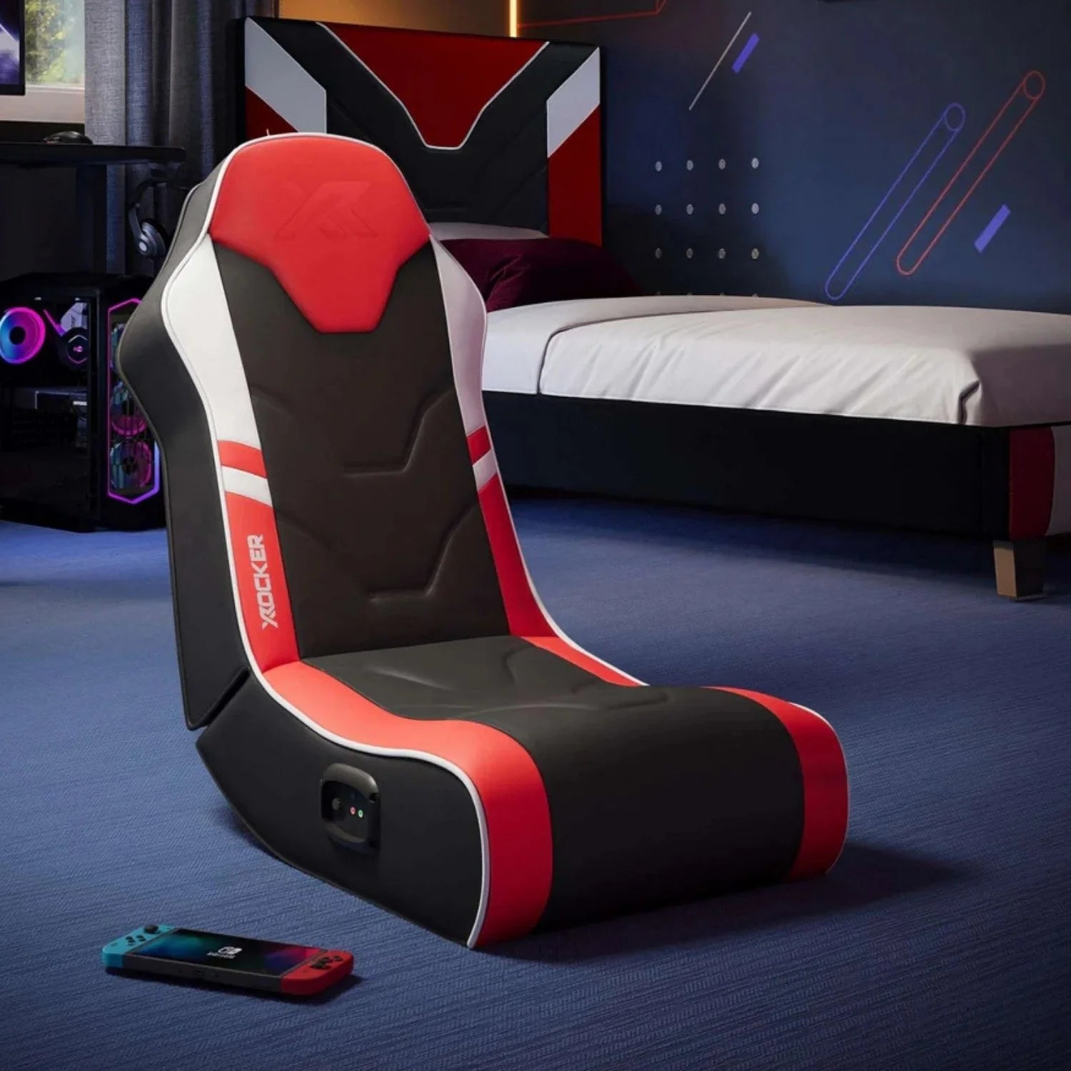 Shadow 2.0 Audio Floor Rocker Gaming Chair for Kids - Red / Black