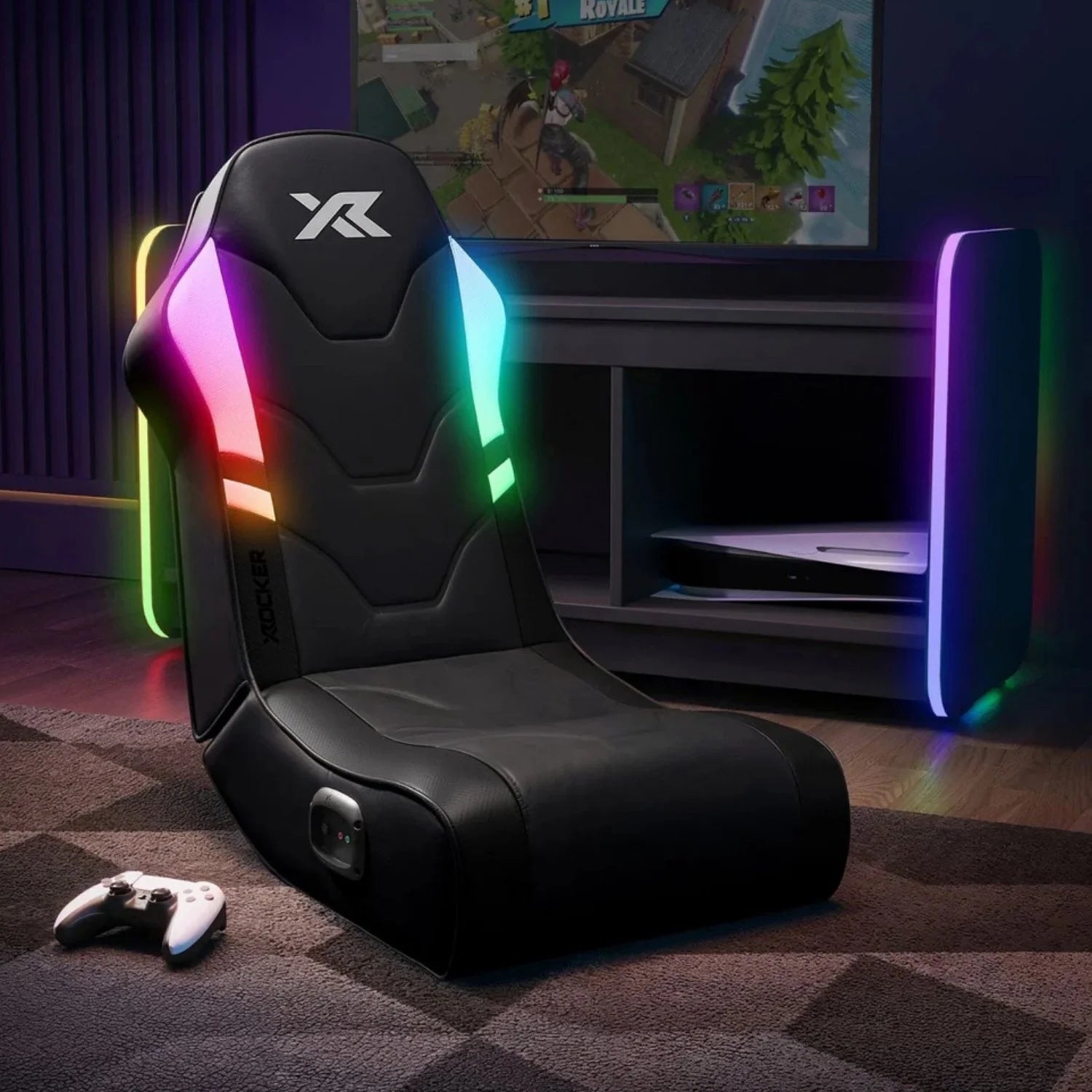Shadow RGB 2.0 Audio Floor Rocker LED Gaming Chair with App Control - Black