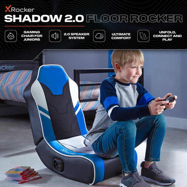 Shadow 2.0 Audio Floor Rocker Gaming Chair for Kids - Blue / Black